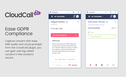 CloudCall Unified Communications for CRM screenshot