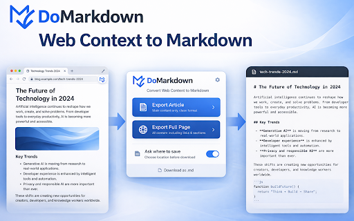 DoMarkdown - WebPage, HTML, and Reddit to Markdown Files screenshot