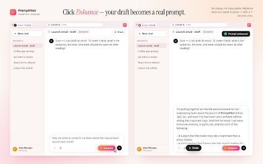 PromptPilot — Prompt enhancer for ChatGPT, Claude & Gemini screenshot