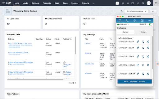 RingCentral RingCX for Zoho screenshot