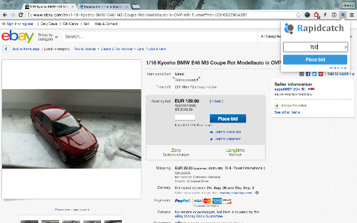 Rapidcatch eBay auction sniper screenshot