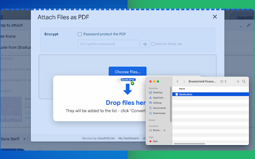 Attach Files as PDF screenshot