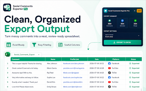Facebook & YouTube Comment Exporter – Excel CSV Tool screenshot