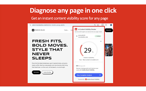 AI Content Visibility Checker, powered by Adobe Brand Visibility screenshot