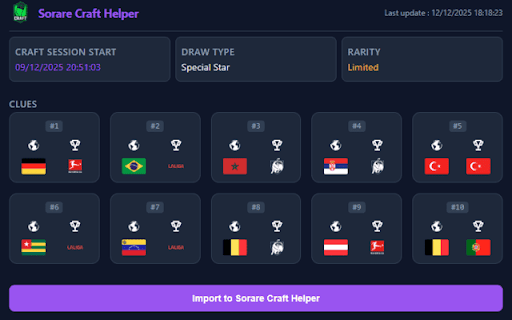 Sorare Craft Helper screenshot