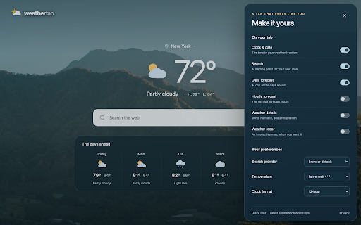Weather Tab screenshot