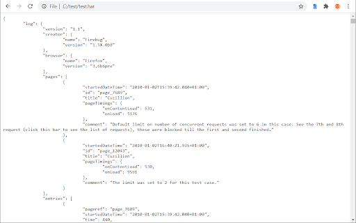 HAR/JSON viewer screenshot