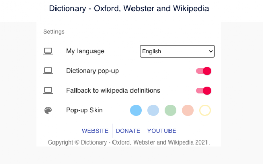 Dictionary - Oxford, Webster and Wikipedia screenshot