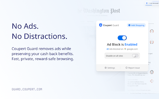 Coupert Guard - Ad blocker & Cash Back Guard screenshot