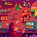 Retro donkey kong gaming room icon