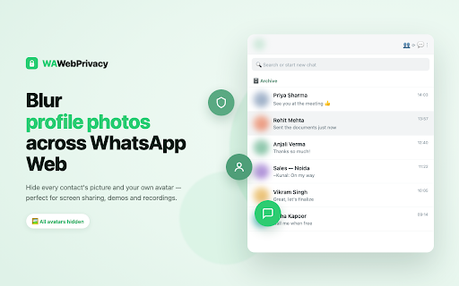 Blur for WhatsApp Web - Hide Names, Photos & Chats screenshot