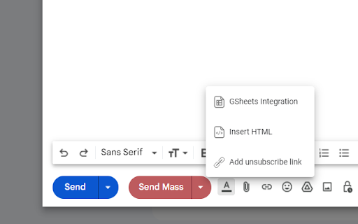 Send Mass Mail + HTML inserter for Gmail screenshot