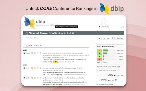 DBLP CORE Conference Ranker screenshot