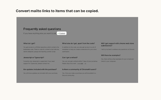 Copy mailto email screenshot