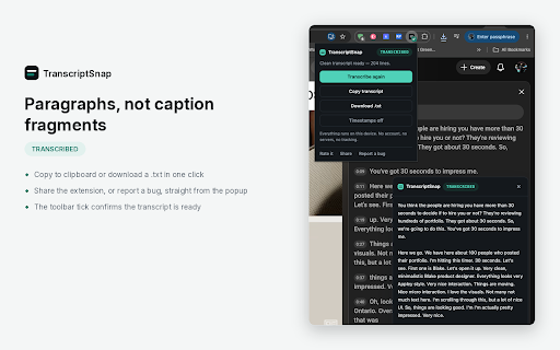 TranscriptSnap screenshot