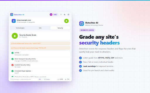 Detechtor AI - Website Technology Checker & Tech Stack Detector screenshot