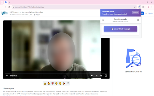Zoom Video & Transcript Downloader screenshot