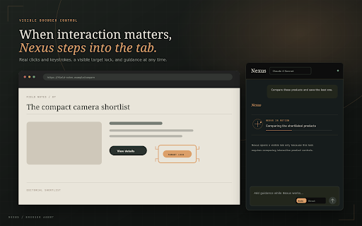 Nexus: AI Browser Agent — Automate Chrome Tabs with Natural Language screenshot