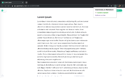 Grammarly to Markdown screenshot