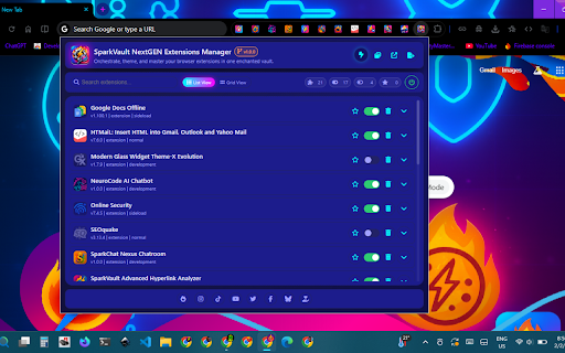 SparkVault NextGEN Extensions Manager screenshot