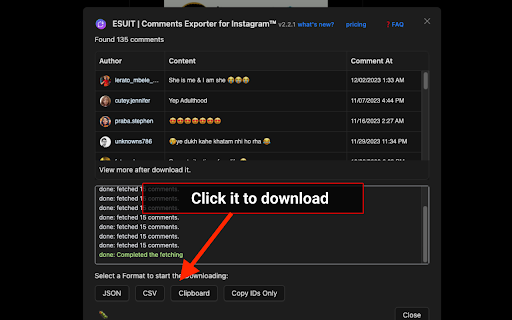 ESUIT | Comments Exporter for Instagram™ screenshot