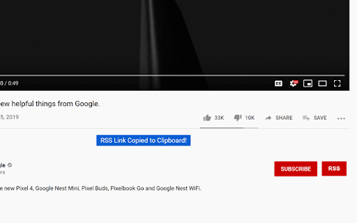 Youtube RSS screenshot