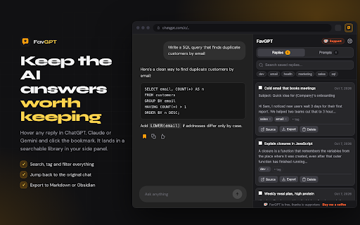 FavGPT - Save ChatGPT Replies & Prompts screenshot