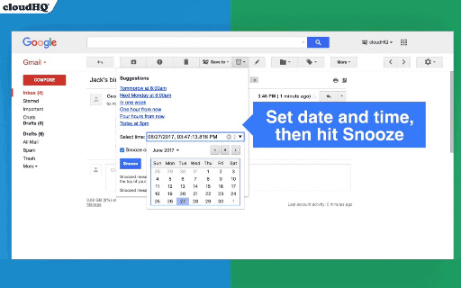 Snooze Email by cloudHQ screenshot