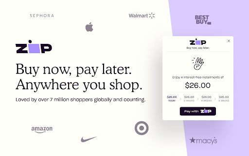 Zip buy now, pay later screenshot