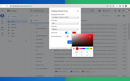 Display Email Time by cloudHQ screenshot