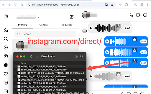 Download audio message Messenger/Instagram/Facebook Plus screenshot