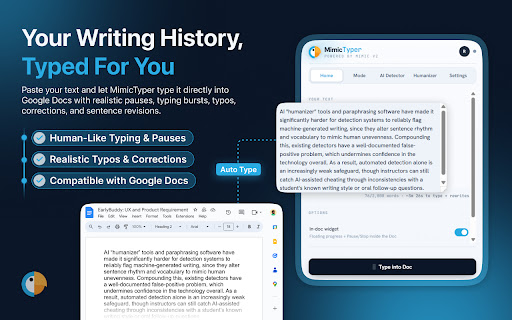 MimicTyper — Human Auto Typer for Google Docs screenshot