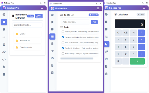 Sidebar Pro – Productivity Sidebar for Chrome screenshot