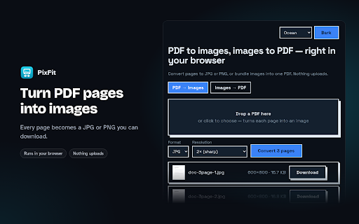 PDF to JPG — Image to PDF, No Upload | PixFit screenshot