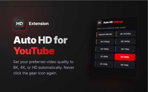Auto HD 4K 8K for YouTube screenshot