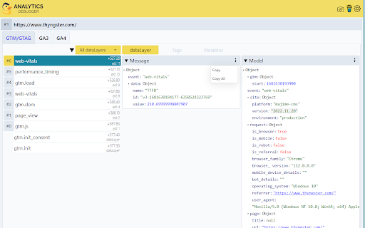 Analytics Debugger screenshot