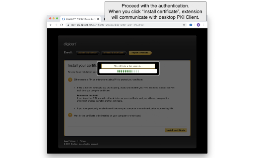 DigiCert Authentication Client Extension screenshot