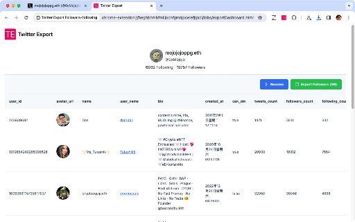 Export Twitter Followers screenshot