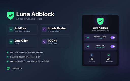 Luna Adblock for Youtube & Websites screenshot
