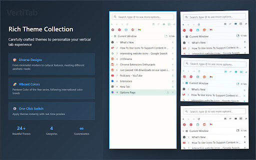 VertiTab – Vertical Tab Manager | Sessions, AI Groups & Bookmark Sync screenshot