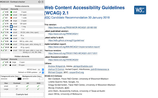 WCAG Color contrast checker screenshot