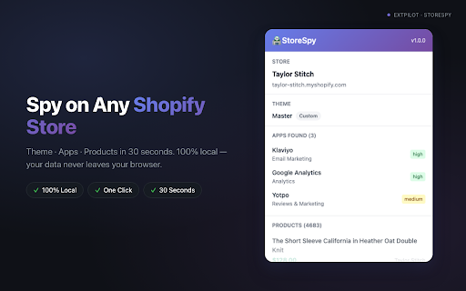 StoreSpy — Shopify Theme & App Detector screenshot