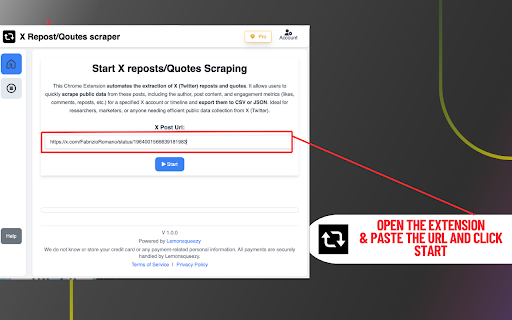 X Repost Scraper , Export X posts, accounts , replies and more screenshot