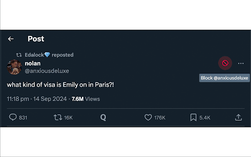 1-click blocker for Twitter screenshot