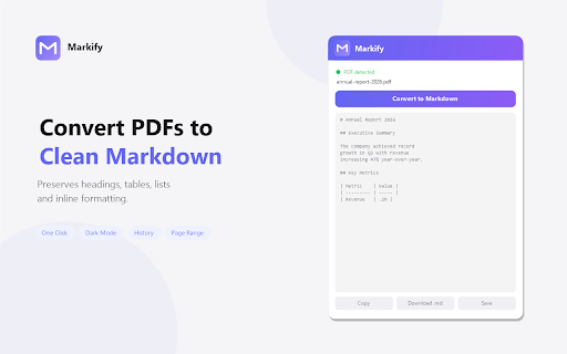 Markify — PDF to Markdown screenshot