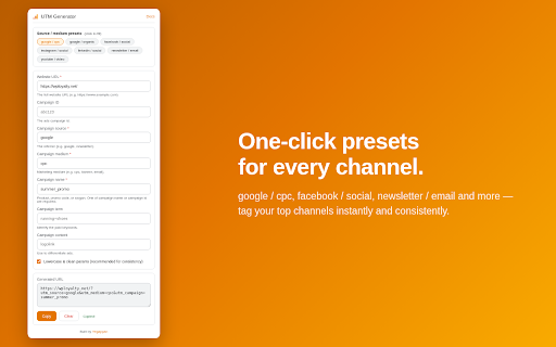 UTM Generator for Google Analytics screenshot