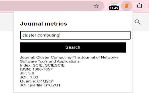 Journal Metrics screenshot