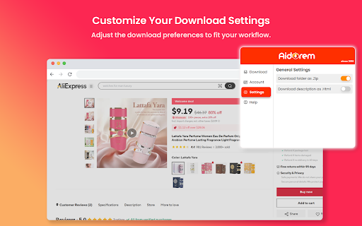 Aliexpress product image donwloader & video downloader - Aidorem Ai inpaint screenshot
