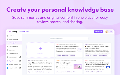 Briefy: AI summarizer with visual views for webpages, YouTube, PDFs screenshot
