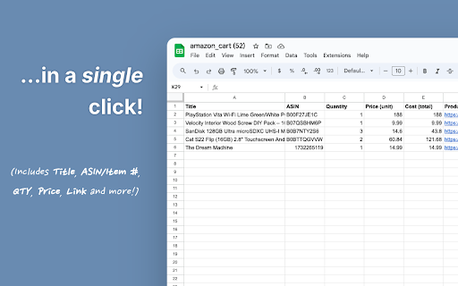 Cart Exporter | Download your shopping cart as a CSV spreadsheet. screenshot